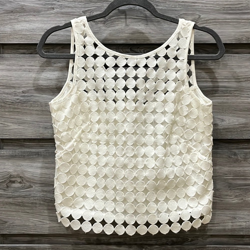 White House Black Market Cream Textured Blouse